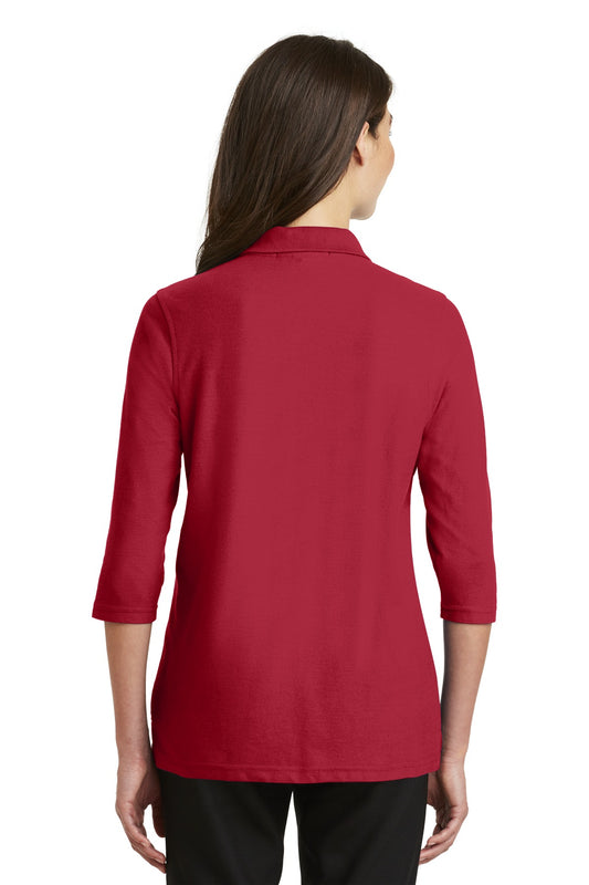 Port Authority Women's Silk Touch 3/4-Sleeve Polo. L562 Red