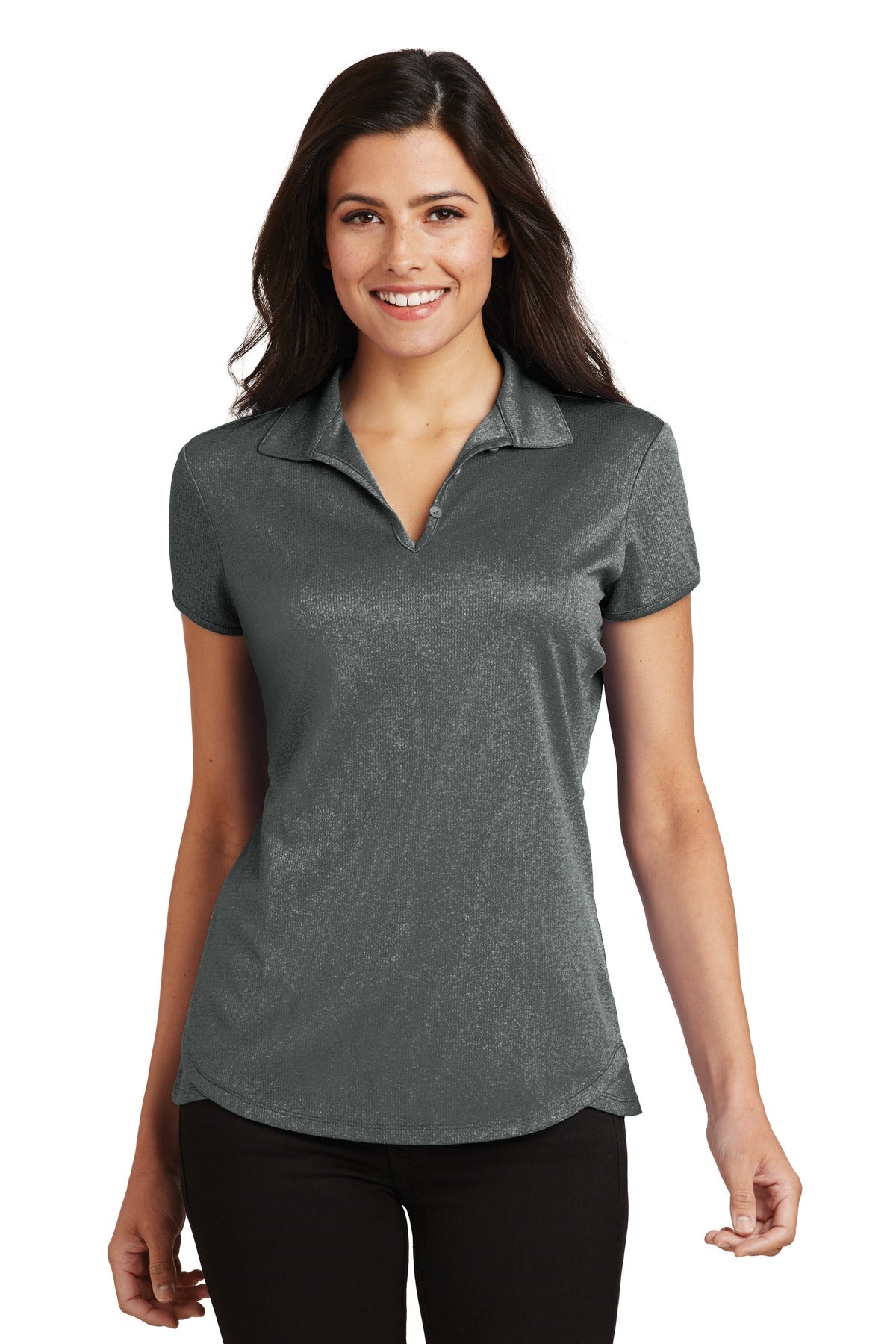 Port Authority Women's Trace Heather Polo L576 Charcoal Heather