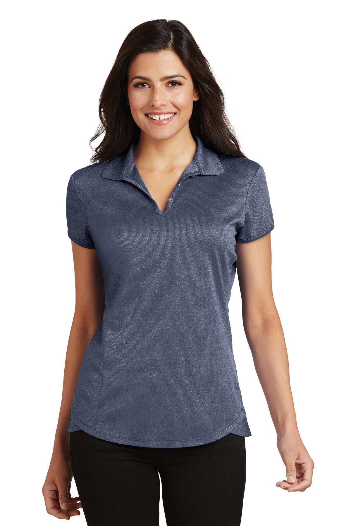 Port Authority Women's Trace Heather Polo L576 True Navy Heather