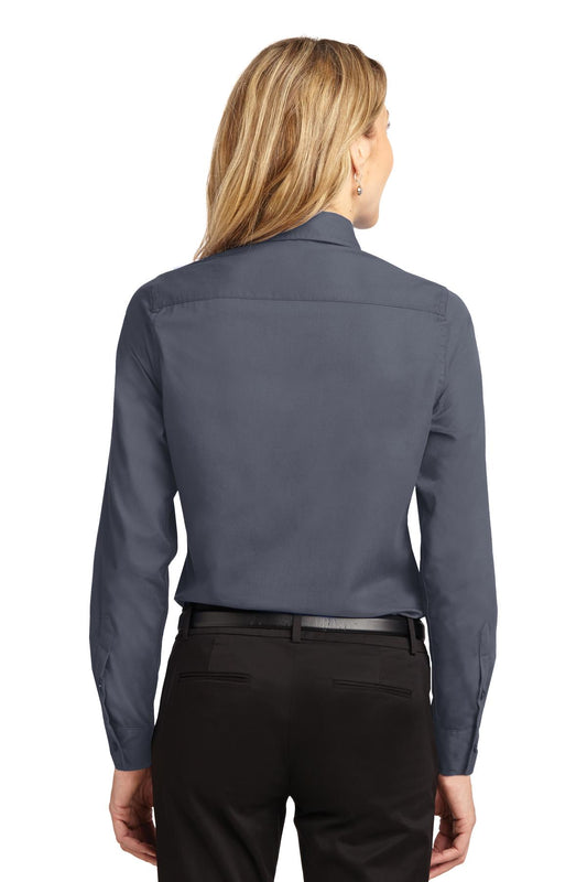 Port Authority Women's Long Sleeve Easy Care Shirt. L608 Steel Grey/ Light Stone