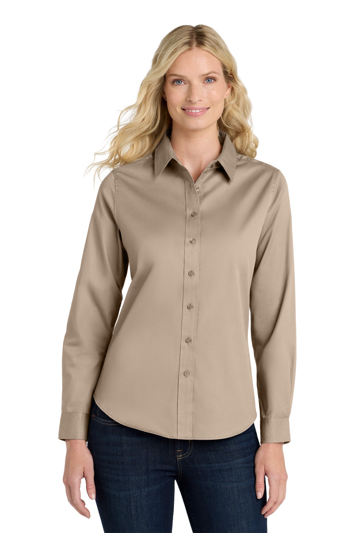 Port Authority Women's Long Sleeve Easy Care Shirt L608 Stone