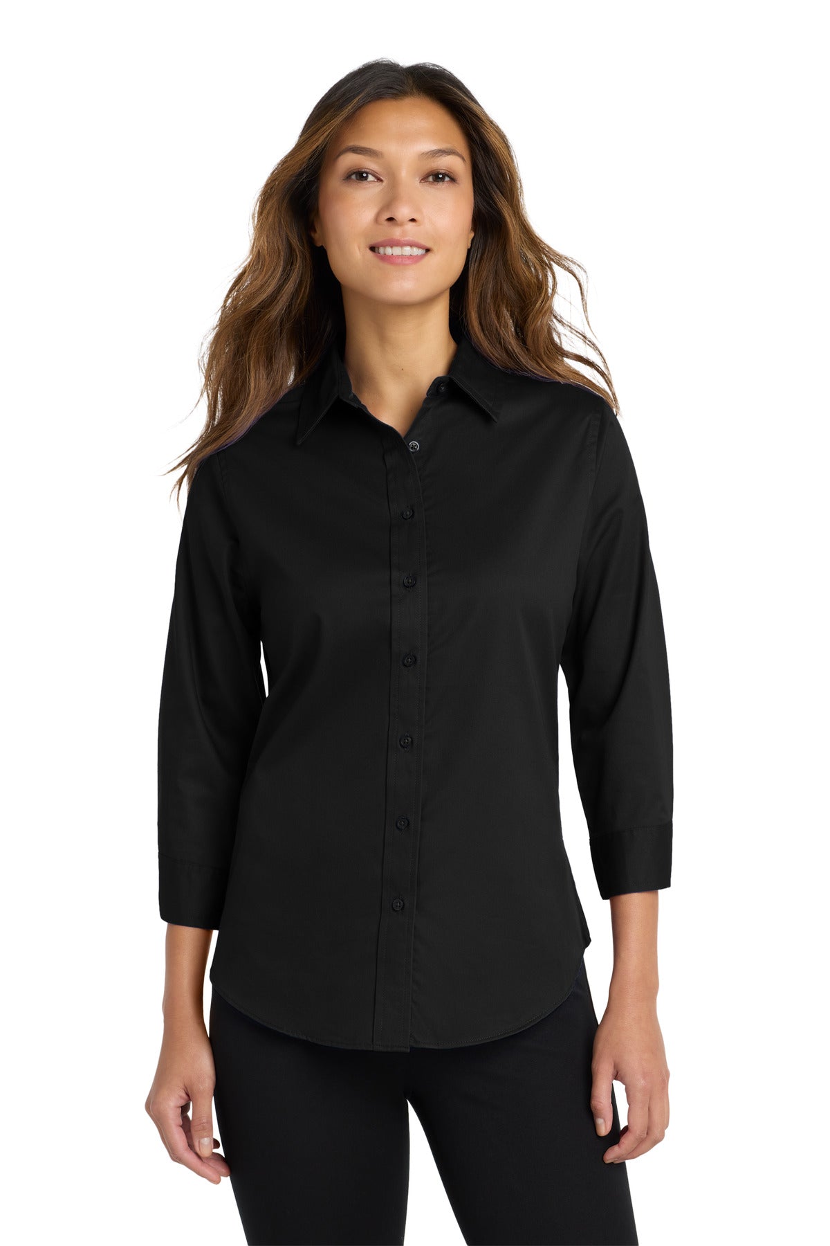 Port Authority Women's 3/4-Sleeve Easy Care Shirt L612 Black