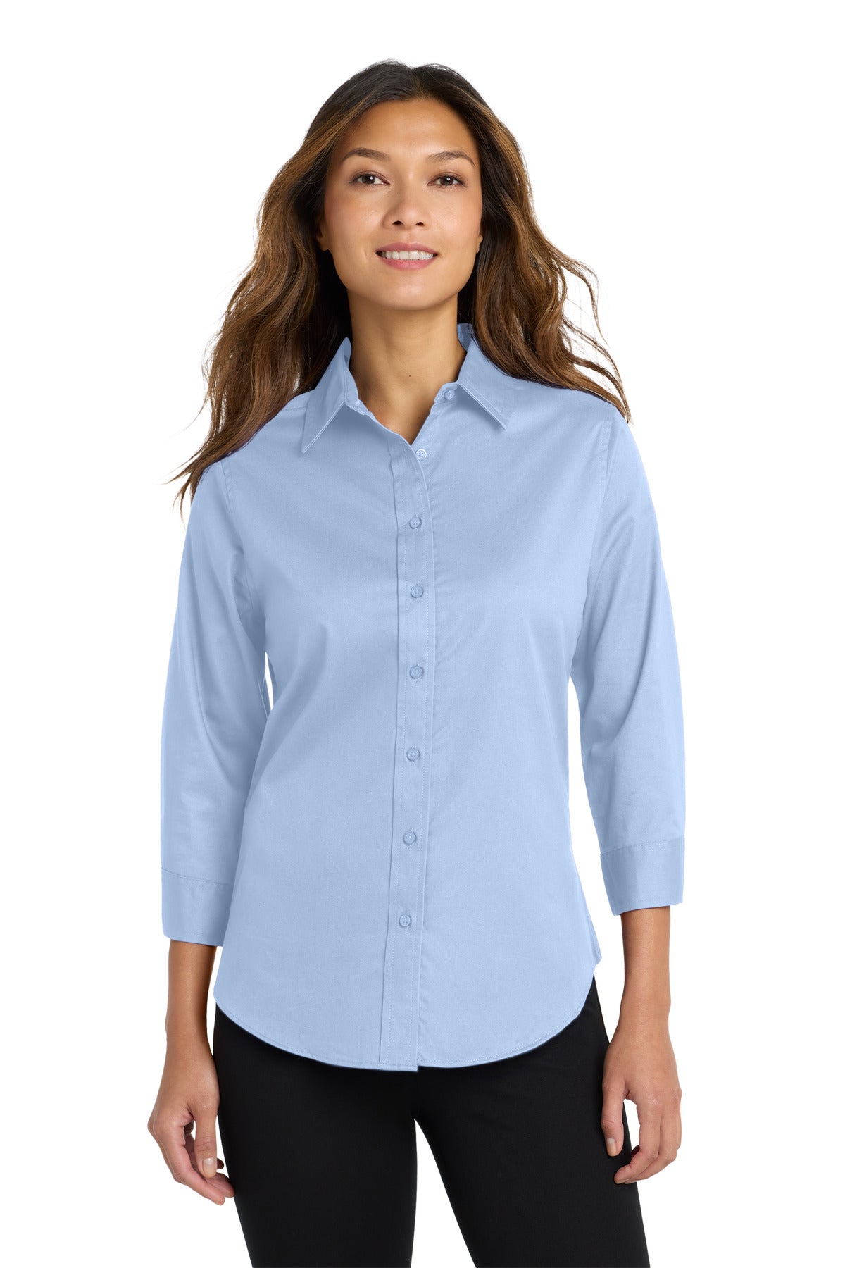 Port Authority Women's 3/4-Sleeve Easy Care Shirt L612 Light Blue