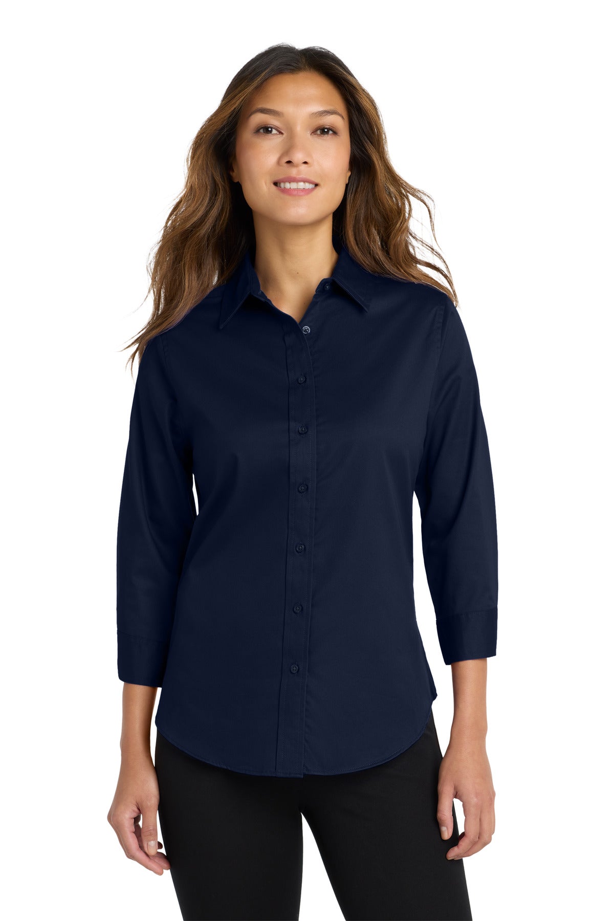 Port Authority Women's 3/4-Sleeve Easy Care Shirt L612 Navy