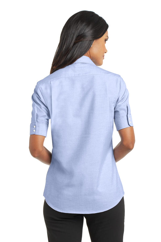 Port Authority Women's Short Sleeve SuperPro Oxford Shirt. L659 Oxford Blue