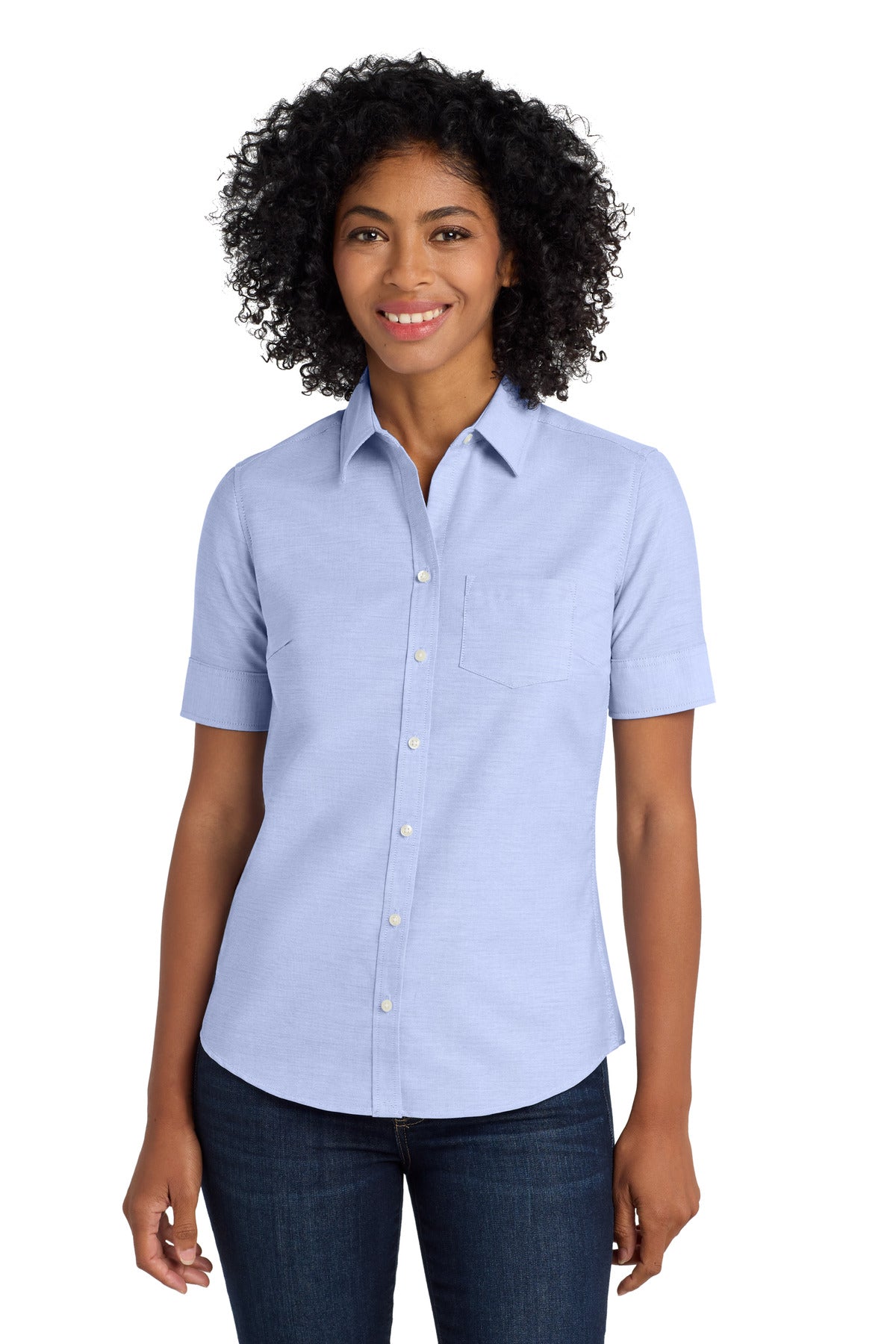 Port Authority Women's Short Sleeve SuperPro Oxford Shirt L659 Oxford Blue