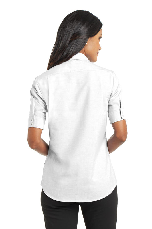 Port Authority Women's Short Sleeve SuperPro Oxford Shirt. L659 White