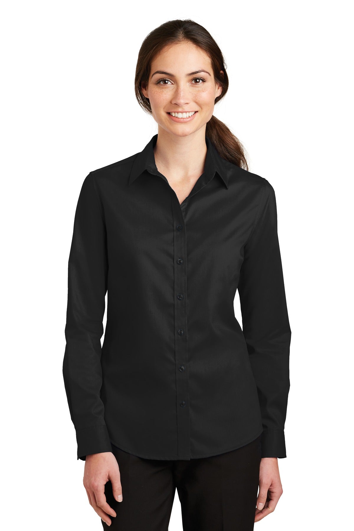 Port Authority Women's SuperPro Twill Shirt L663 Black