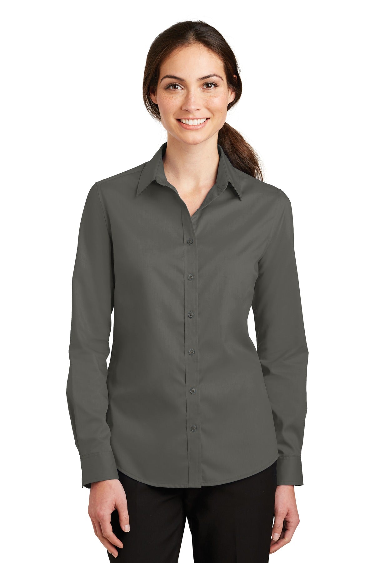 Port Authority Women's SuperPro Twill Shirt L663 Sterling Grey