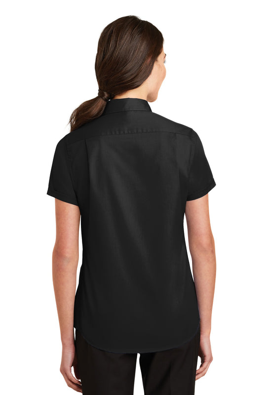 Port Authority Women's Short Sleeve SuperPro Twill Shirt. L664 Black