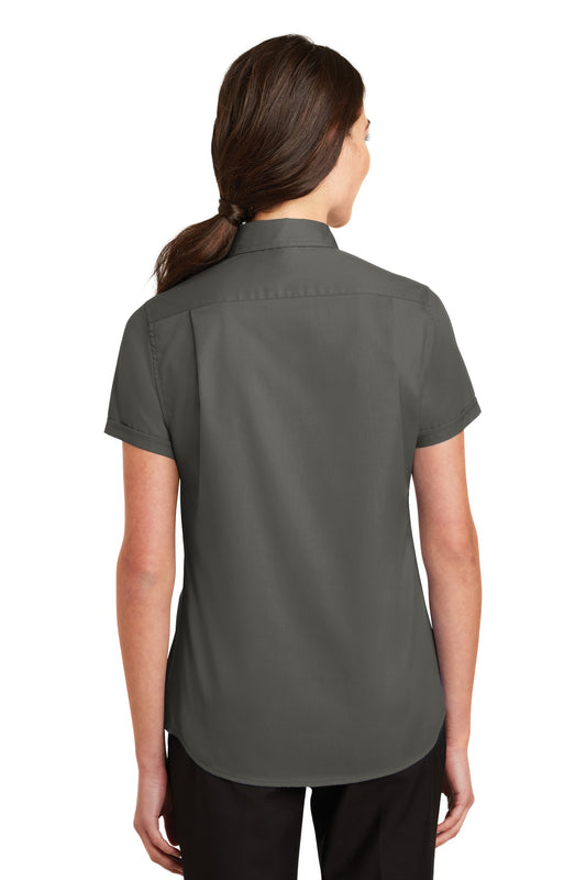 Port Authority Women's Short Sleeve SuperPro Twill Shirt. L664 Sterling Grey