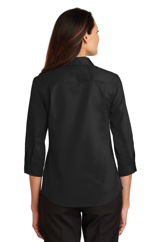 Port Authority Women's 3/4-Sleeve SuperPro Twill Shirt. L665 Black