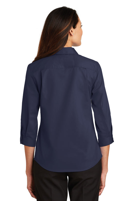 Port Authority Women's 3/4-Sleeve SuperPro Twill Shirt. L665 True Navy