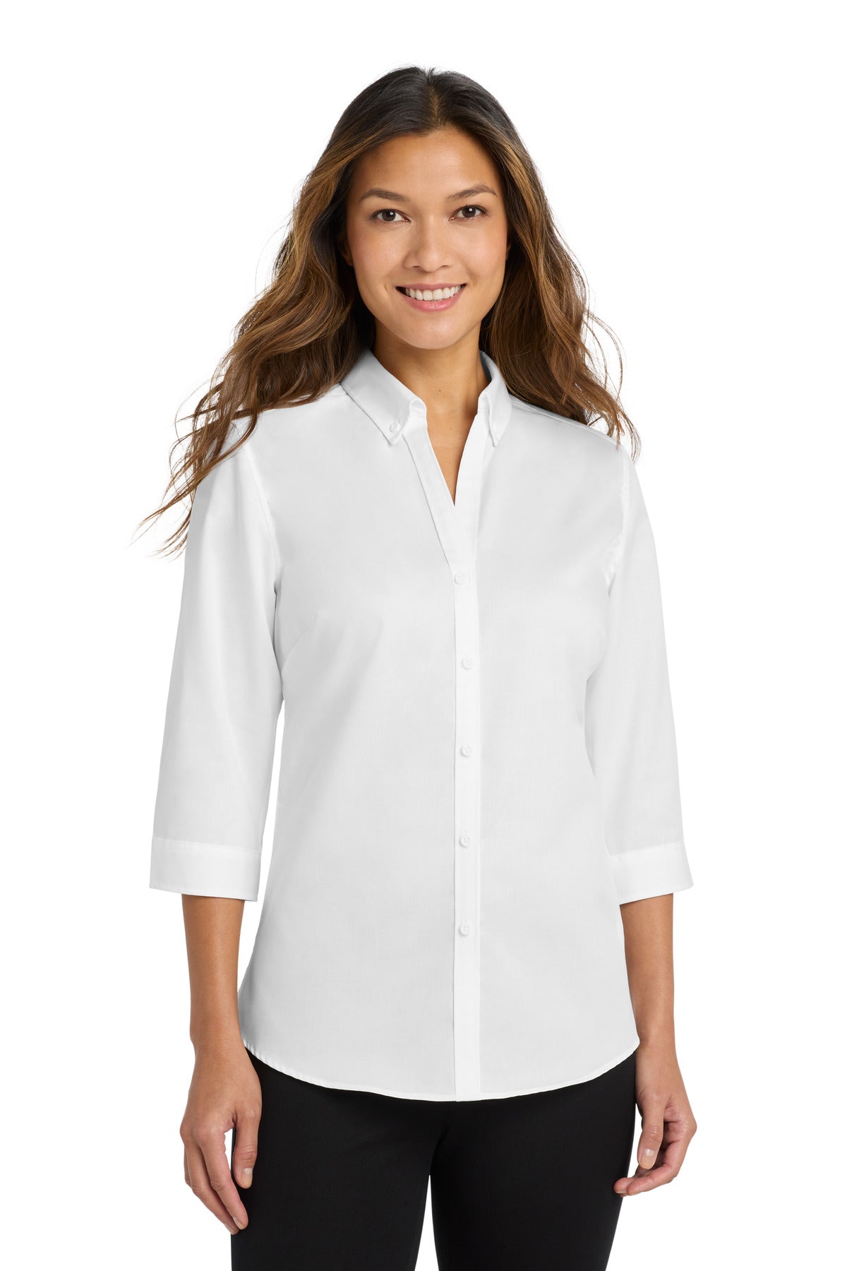 Port Authority Women's 3/4-Sleeve SuperPro Twill Shirt L665 White