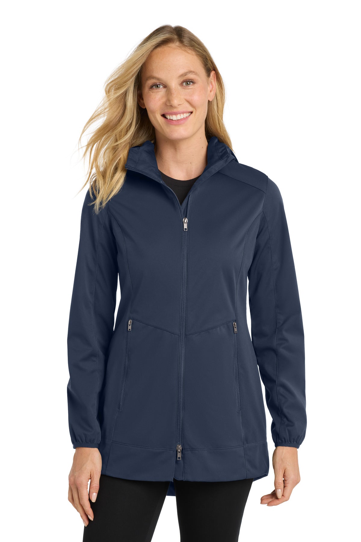 Port Authority Women's Active Hooded Soft Shell Jacket L719 Dress Blue Navy