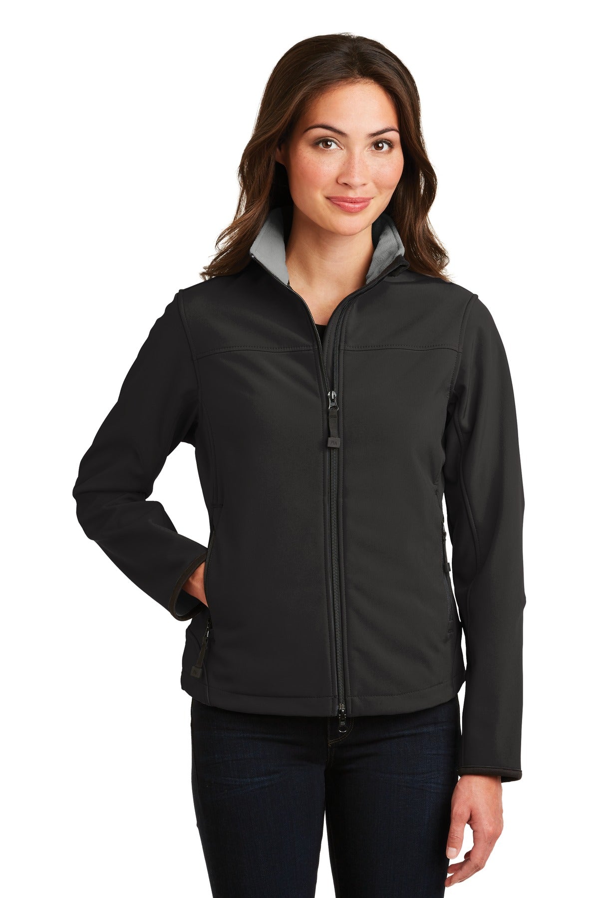 Port Authority Women's Glacier Soft Shell Jacket L790 Black/ Chrome