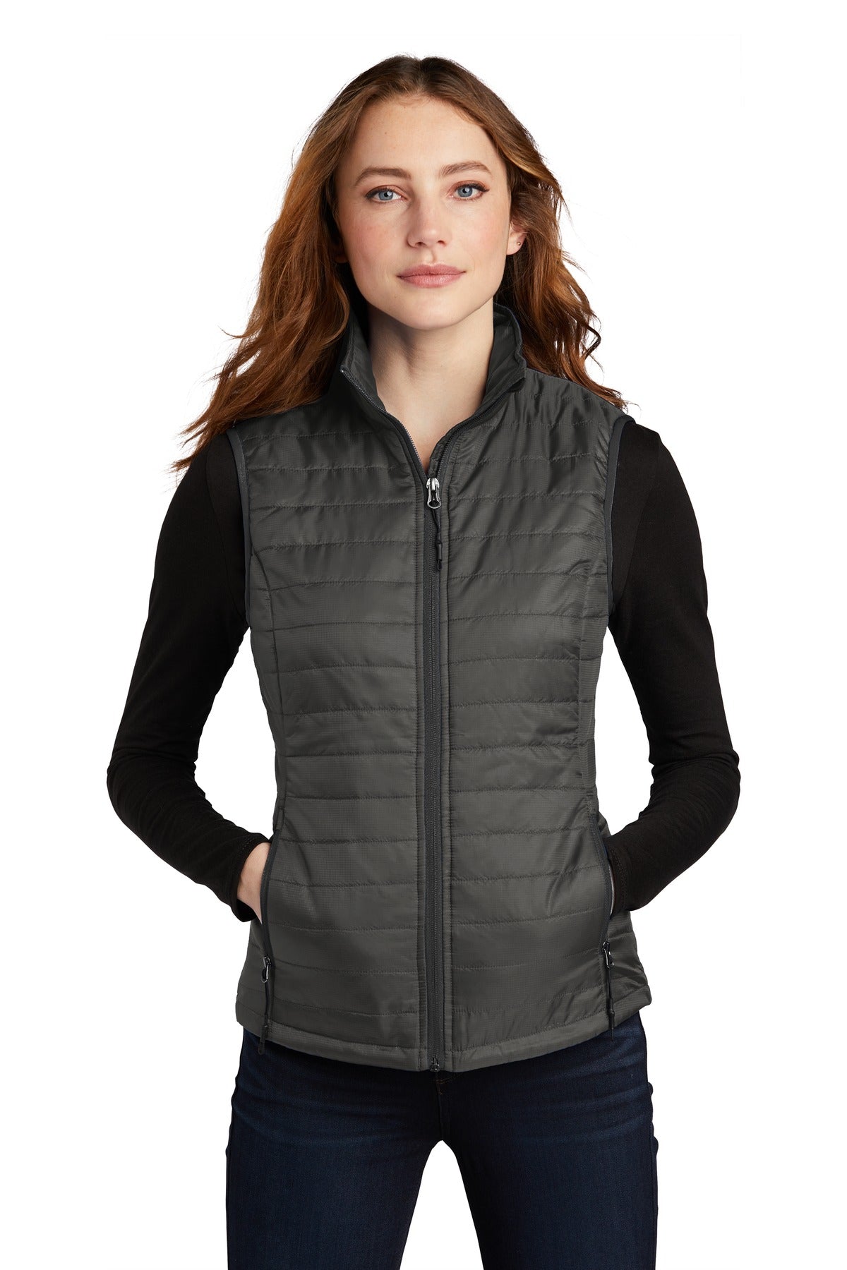 Port Authority Women's Packable Puffy Vest L851 Sterling Grey/ Graphite