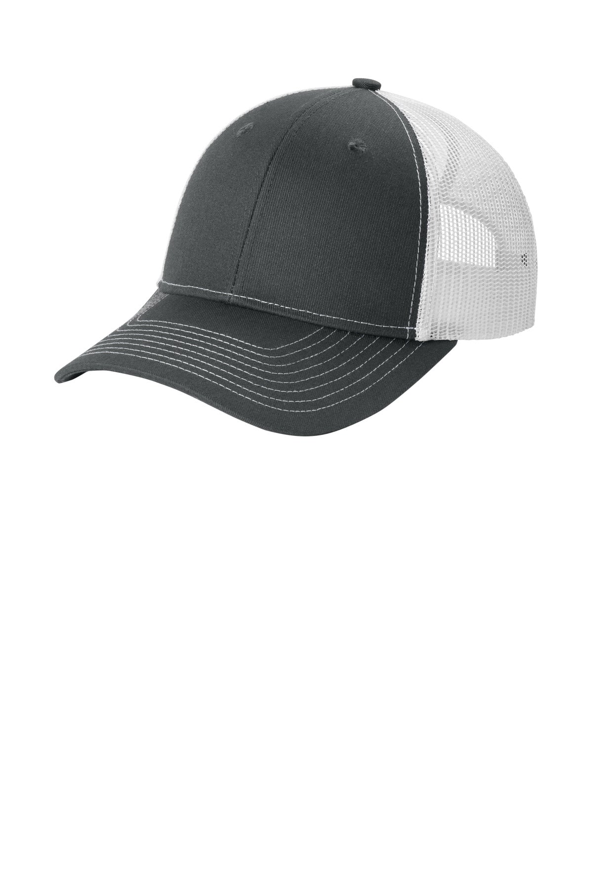 Port Authority Snapback Ponytail Trucker Cap LC401 Grey Steel/ White