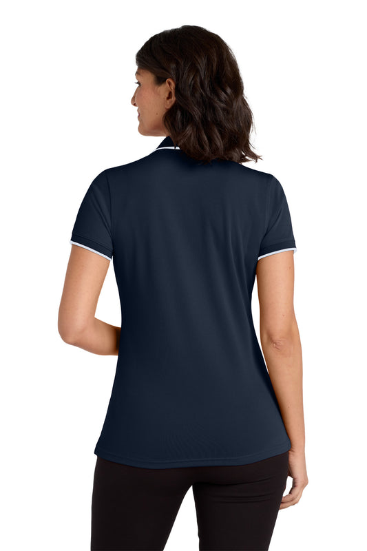 Port Authority Women's Dry Zone UV Micro-Mesh Tipped Polo. LK111 River Blue Navy/ White