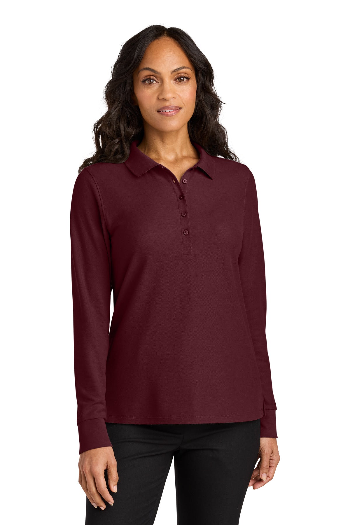 Port Authority Women's Wearever Signature Pique Long Sleeve Polo LK200LS Burgundy