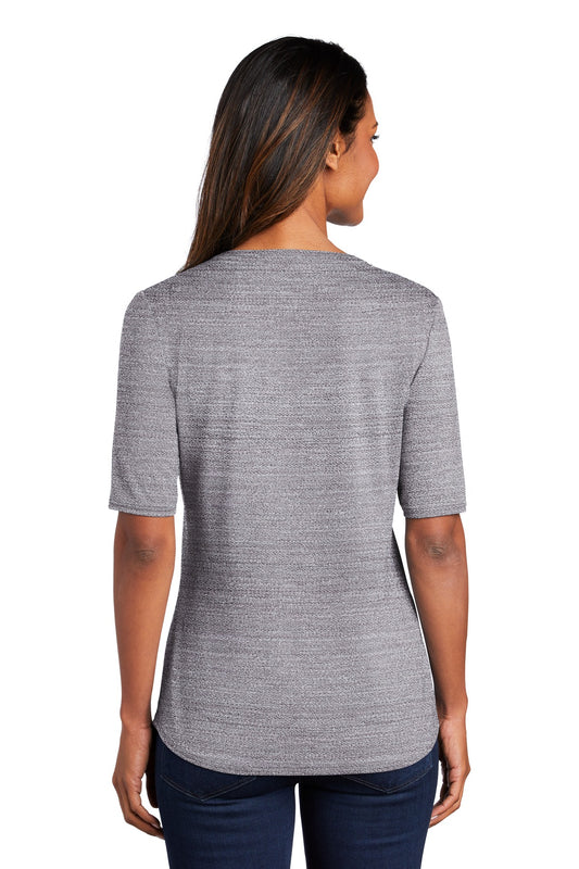 Port Authority Women's Stretch Heather Open Neck Top LK583 Graphite/ White