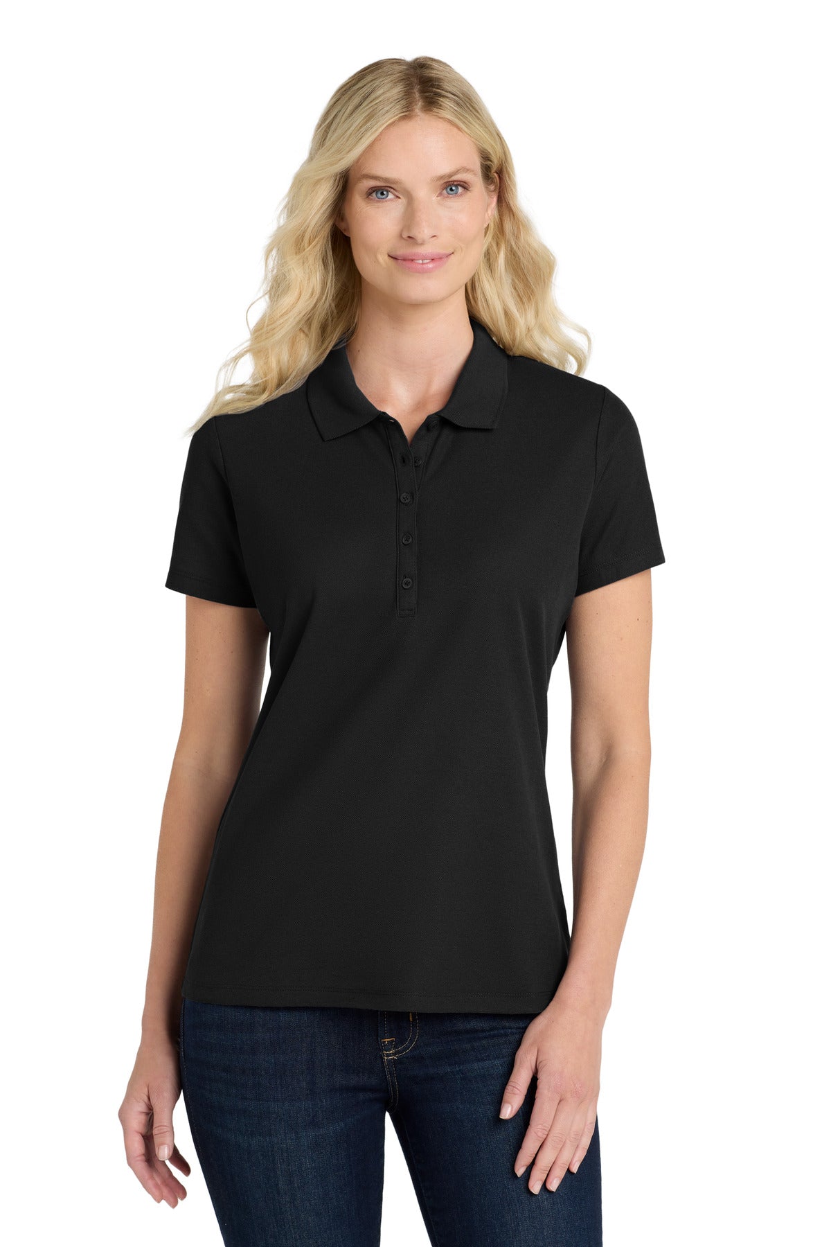 Port Authority Women's SuperPro React Polo LK810 Deep Black