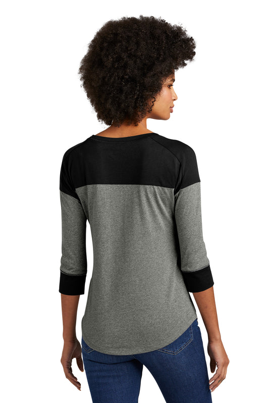 New Era Women's Heritage Blend 3/4-Sleeve Baseball Raglan Tee. LNEA104 Black/ Black Twist