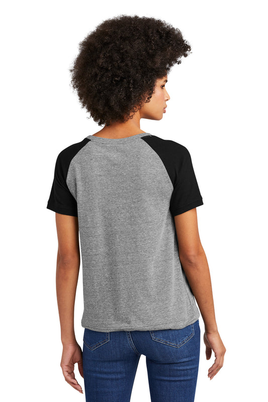 New Era Women's Tri-Blend Performance Cinch Tee. LNEA133 Shadow Grey/ Black