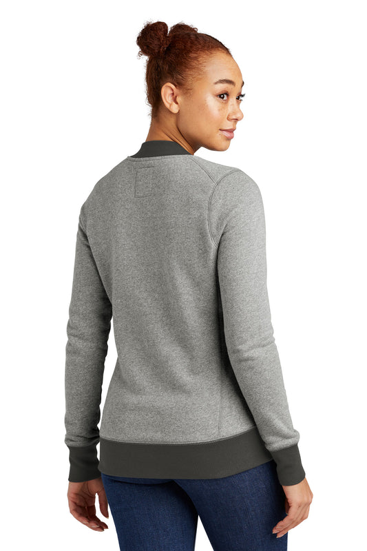 New Era Women's French Terry Baseball Full-Zip. LNEA503 Light Graphite Twist/ Graphite