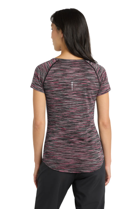 OGIO Women's Verge Scoop Neck LOE326 Fierce Coral Space Dye