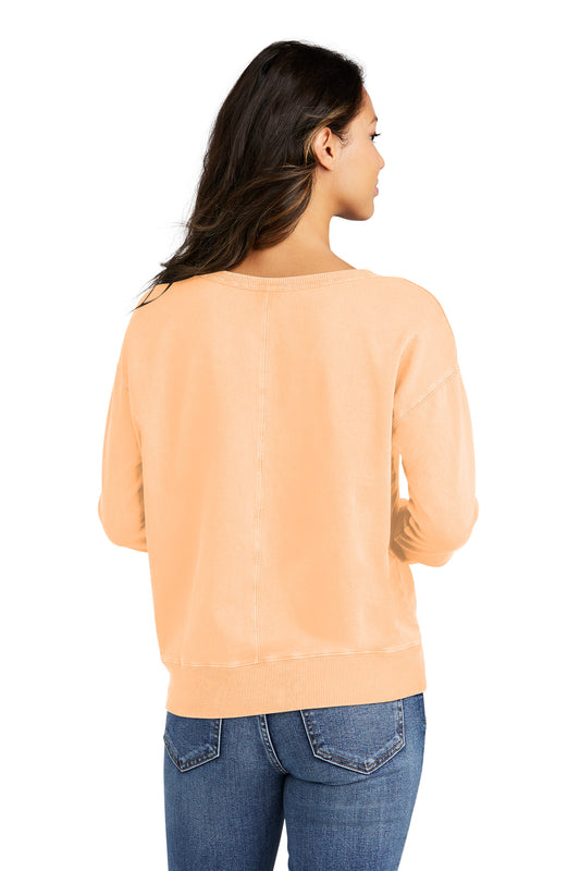 Port & Company Women's Beach Wash Garment-Dyed V-Neck Sweatshirt LPC098V Peach