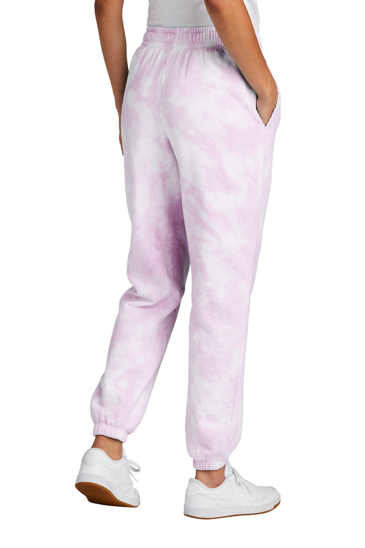 Port & Company Women's Beach Wash Cloud Tie-Dye Sweatpant LPC140P Cerise Pink
