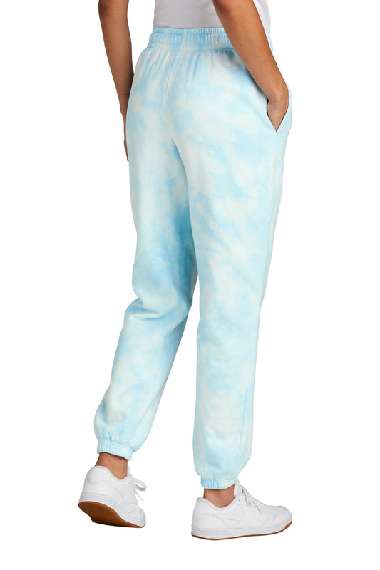 Port & Company Women's Beach Wash Cloud Tie-Dye Sweatpant LPC140P Glacier
