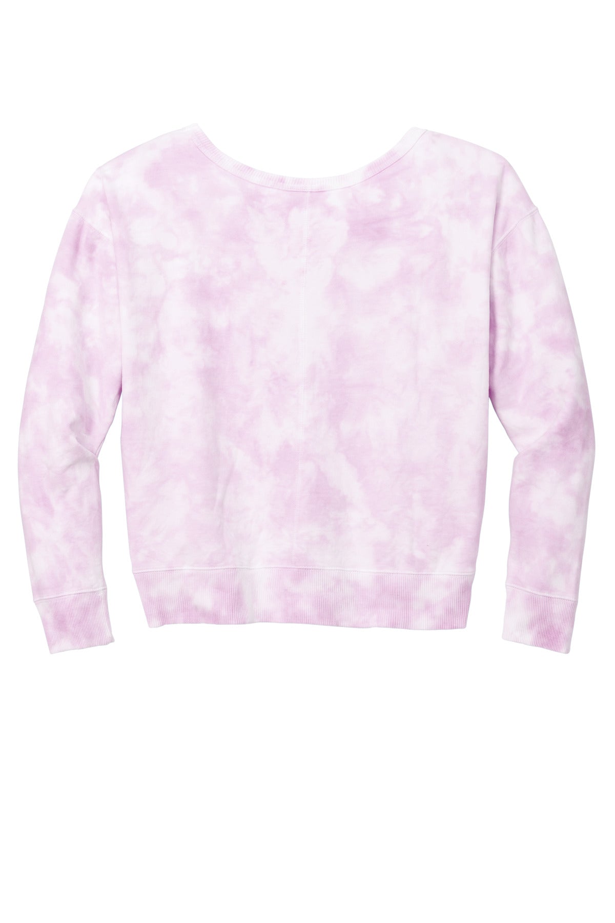 Port & Company Women's Beach Wash Cloud Tie-Dye V-Neck Sweatshirt LPC140V Cerise Pink