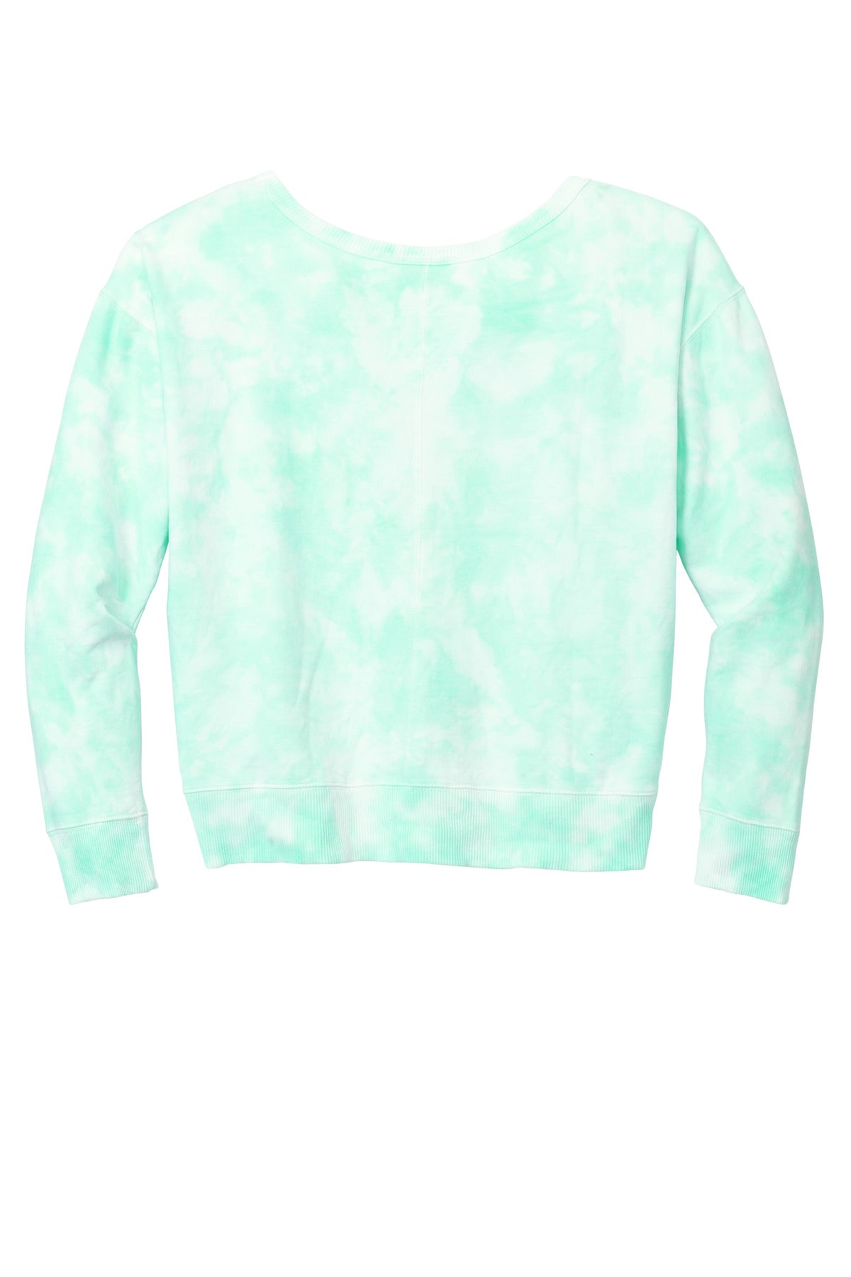 Port & Company Women's Beach Wash Cloud Tie-Dye V-Neck Sweatshirt LPC140V Cool Mint