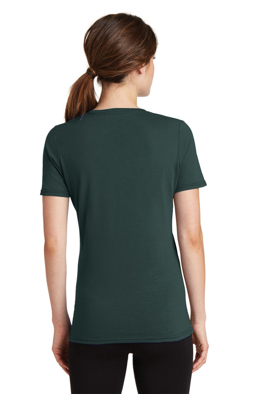 Port & Company Women's Performance Blend V-Neck Tee. LPC381V Dark Green