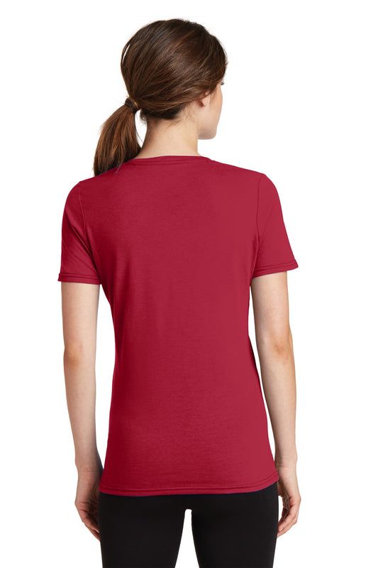 Port & Company Women's Performance Blend V-Neck Tee. LPC381V Red