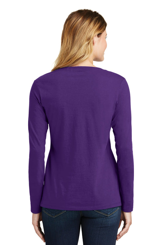 Port & Company Women's Long Sleeve Fan Favorite V-Neck Tee. LPC450VLS Team Purple