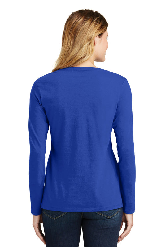 Port & Company Women's Long Sleeve Fan Favorite V-Neck Tee. LPC450VLS True Royal