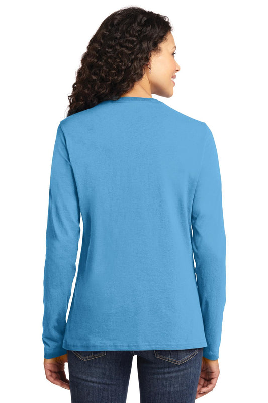 Port & Company Women's Long Sleeve Core Cotton Tee. LPC54LS Aquatic Blue