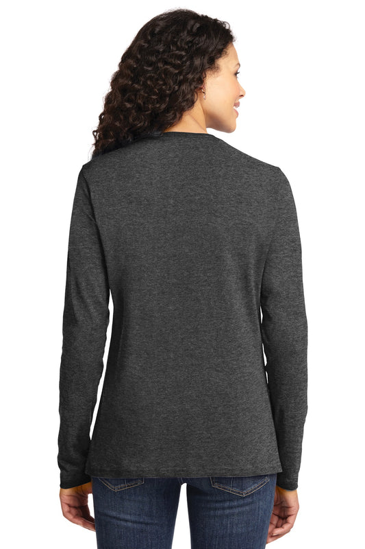 Port & Company Women's Long Sleeve Core Cotton Tee. LPC54LS Dark Heather Grey