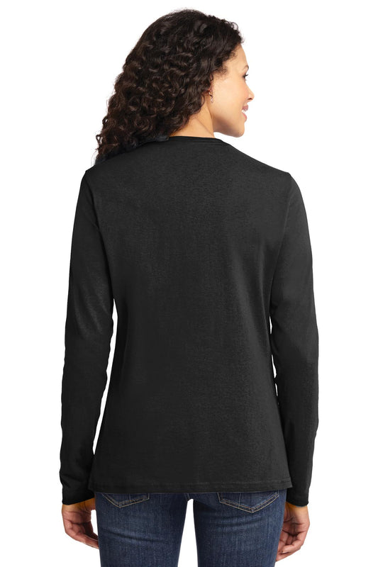 Port & Company Women's Long Sleeve Core Cotton Tee. LPC54LS Jet Black