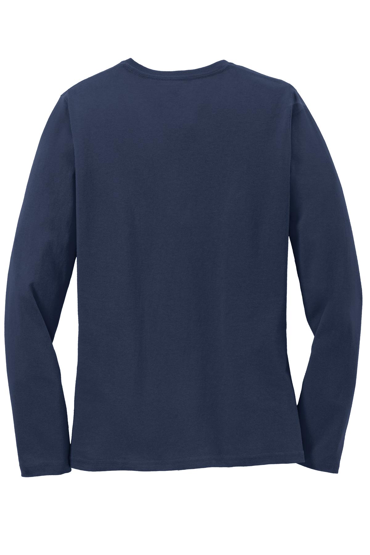 Port & Company Women's Long Sleeve Core Cotton Tee. LPC54LS Navy
