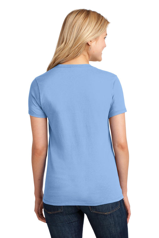 Port & Company Women's Core Cotton Tee. LPC54 Light Blue