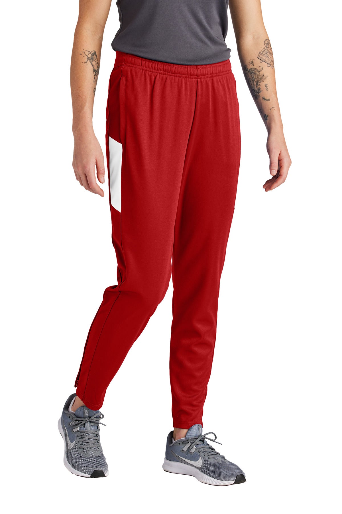 Sport-Tek Women's Travel Pant LPST800 Deep Red/ White