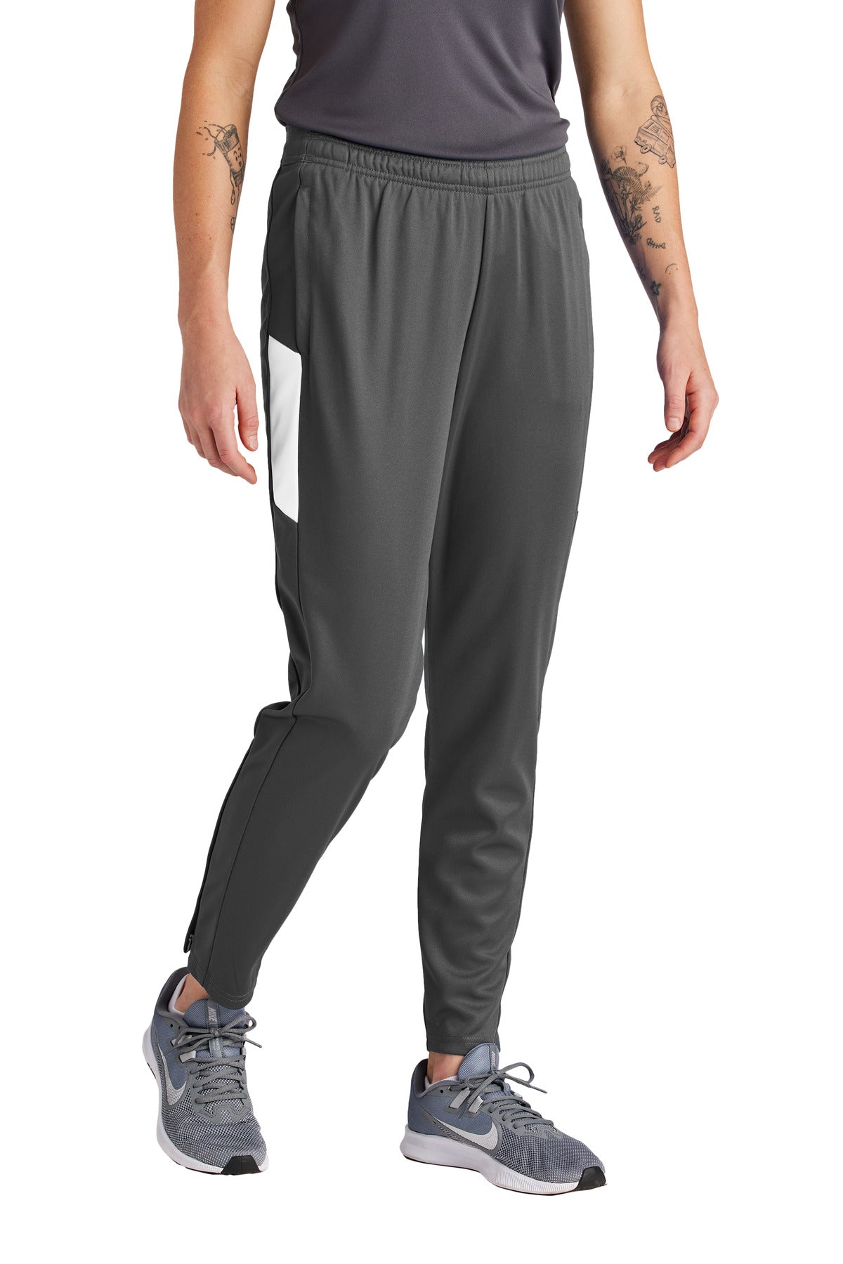 Sport-Tek Women's Travel Pant LPST800 Iron Grey/ White