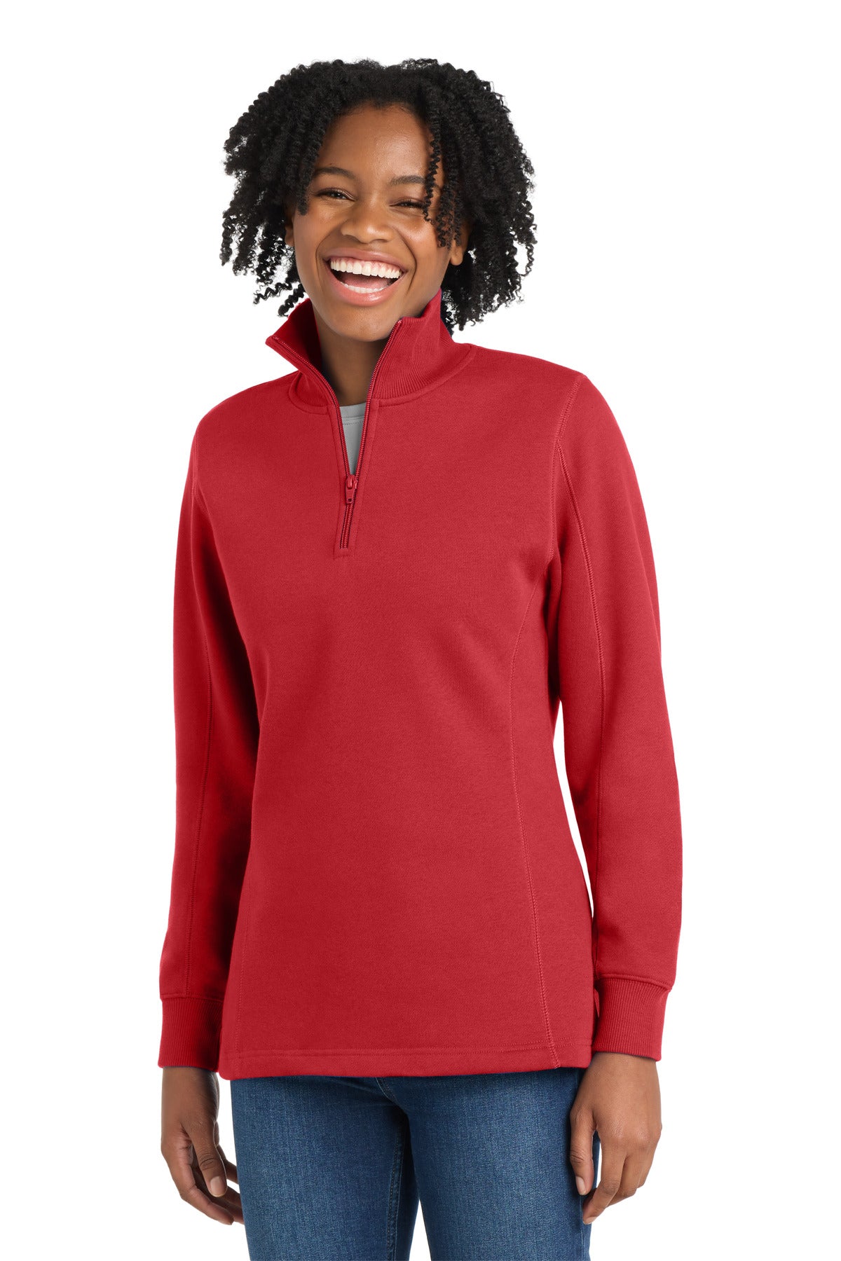 Sport-Tek Women's 1/4-Zip Sweatshirt LST253 True Red
