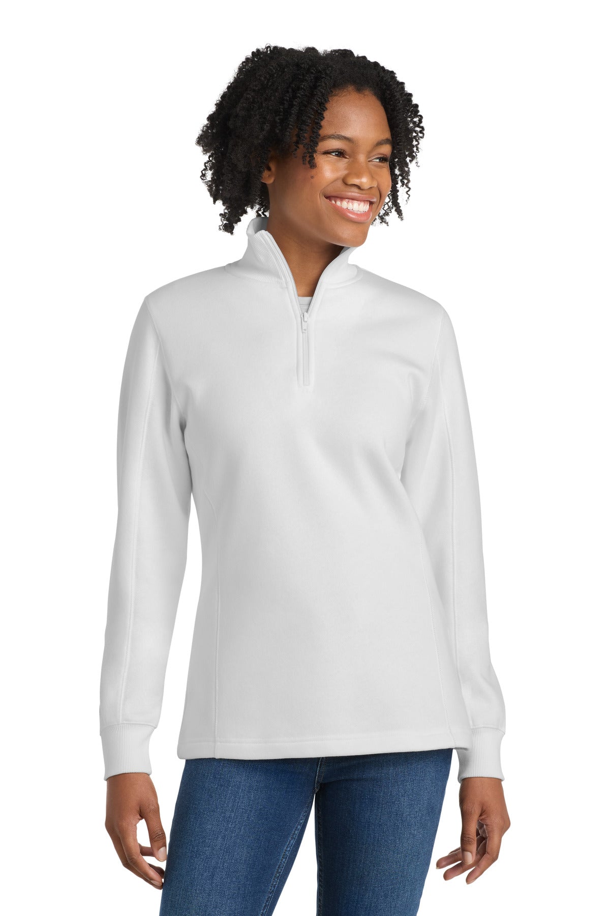 Sport-Tek Women's 1/4-Zip Sweatshirt LST253 White