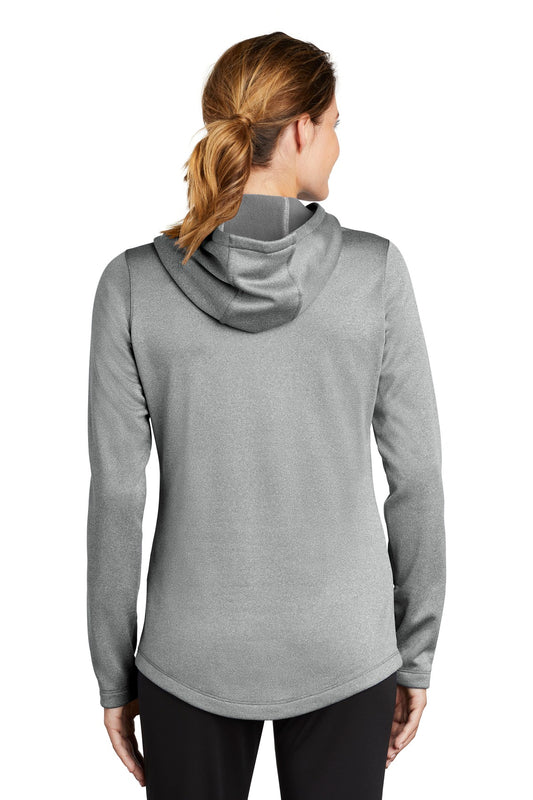 Sport-Tek Women's PosiCharge Sport-Wick Heather Fleece Hooded Pullover. LST264 Dark Silver Heather