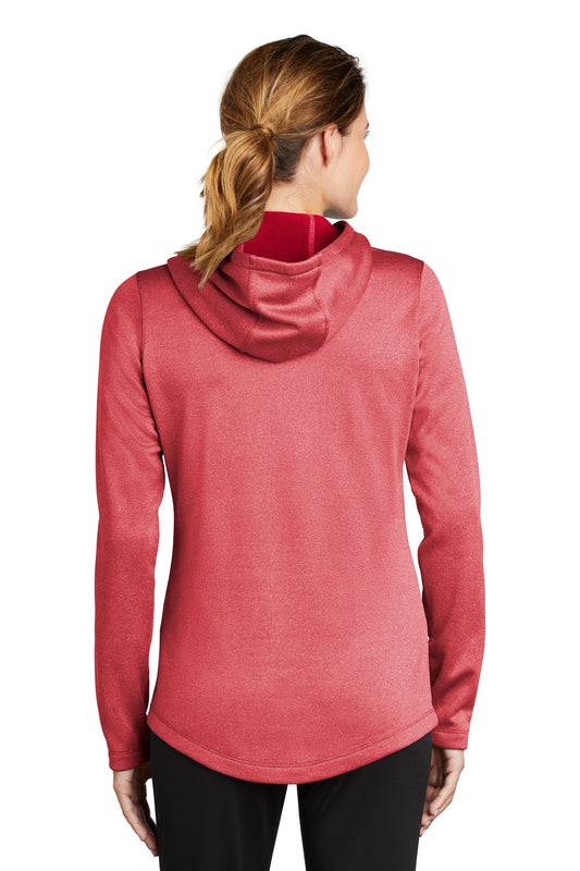 Sport-Tek Women's PosiCharge Sport-Wick Heather Fleece Hooded Pullover. LST264 Deep Red Heather